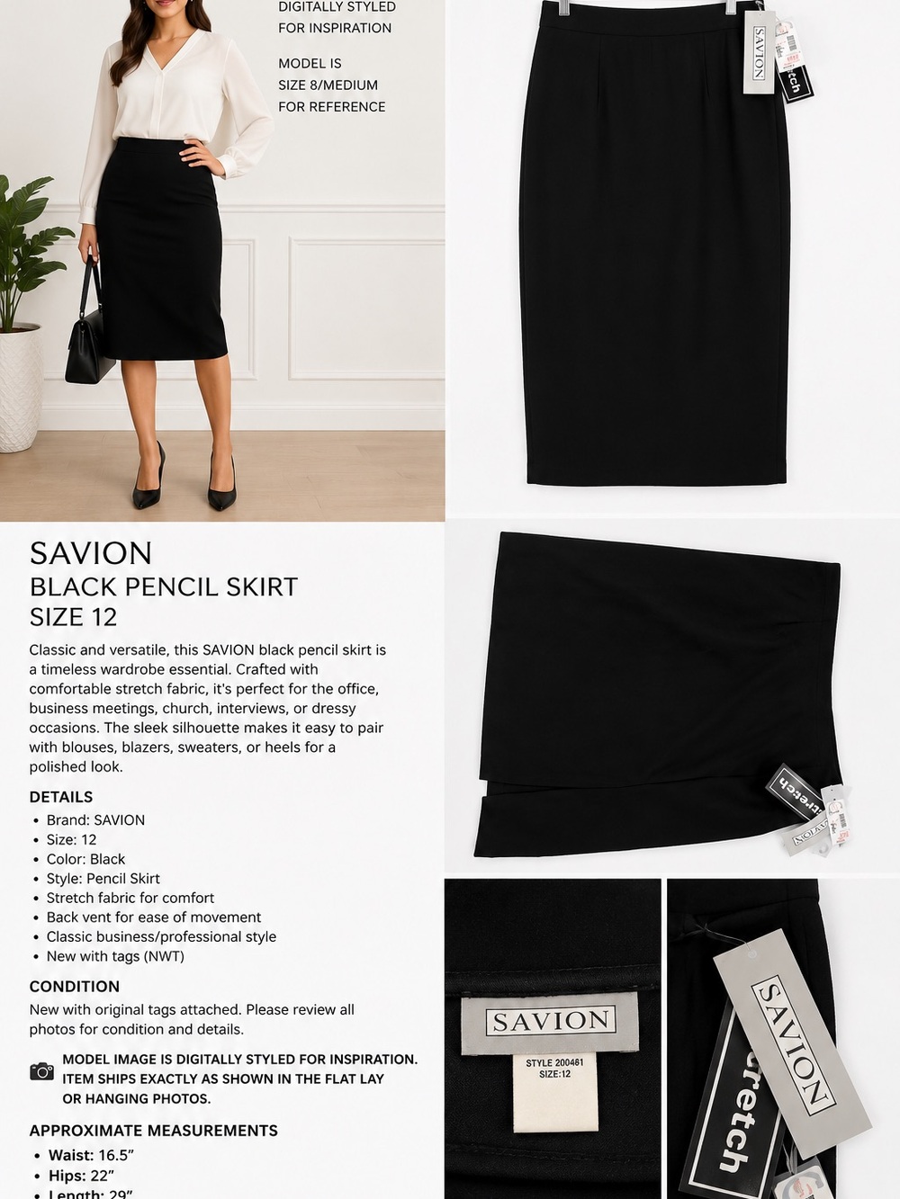 Savion Black Midi Pencil Skirt — Sleek Professional Staple